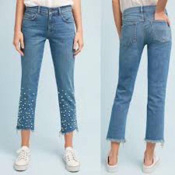 Anthropologie Pilcro Hyphen Pearl Embellished Jeans size 27 - Picture 1 of 16